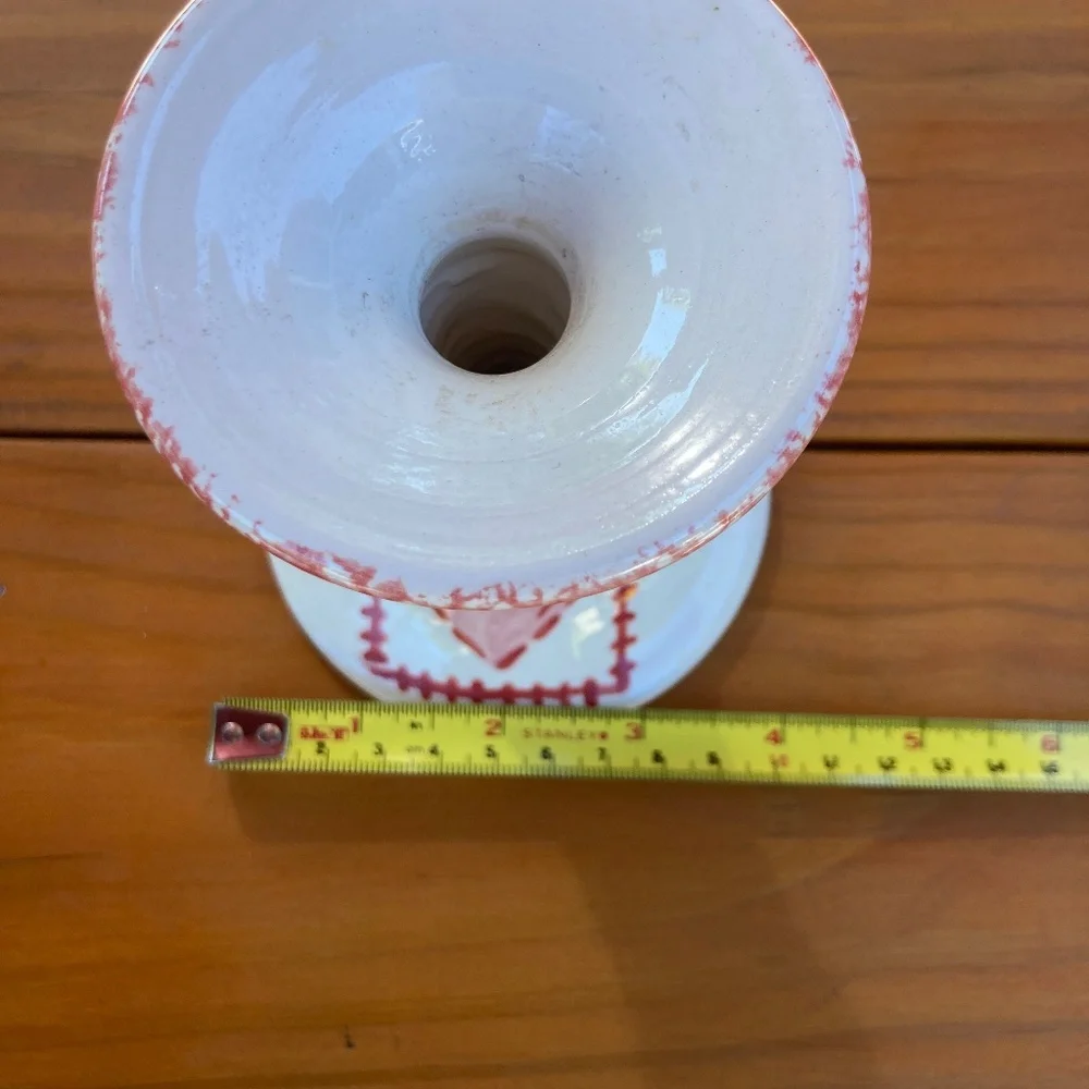 1996 Bath & Body Works Heart Taper Candle Holder, Red and White - Picture 5 of 6
